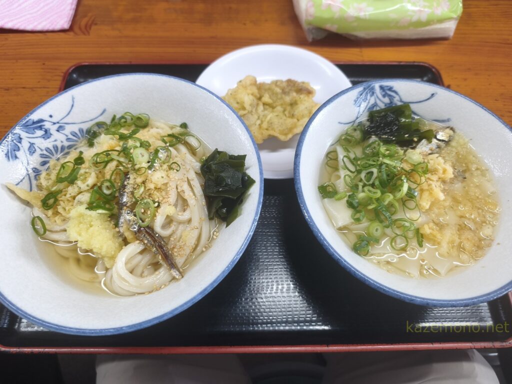 温きしめんと冷うどんと骨付き鳥味のとり天