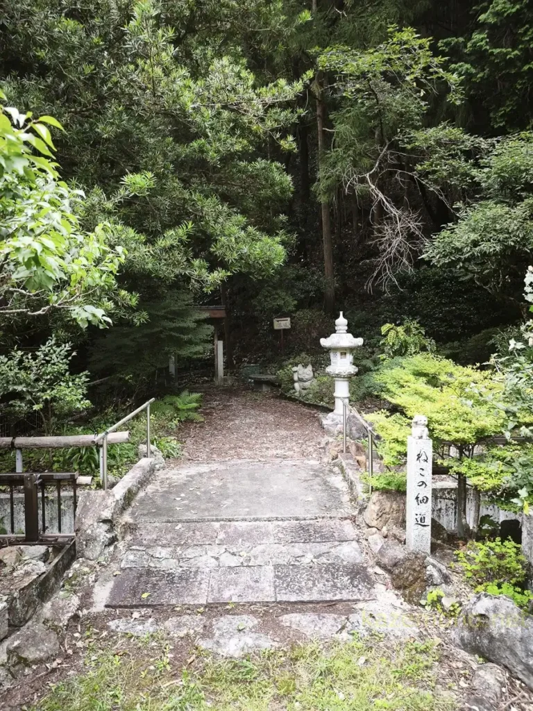 石柱が立つお松大権現の「ねこの細道」入口